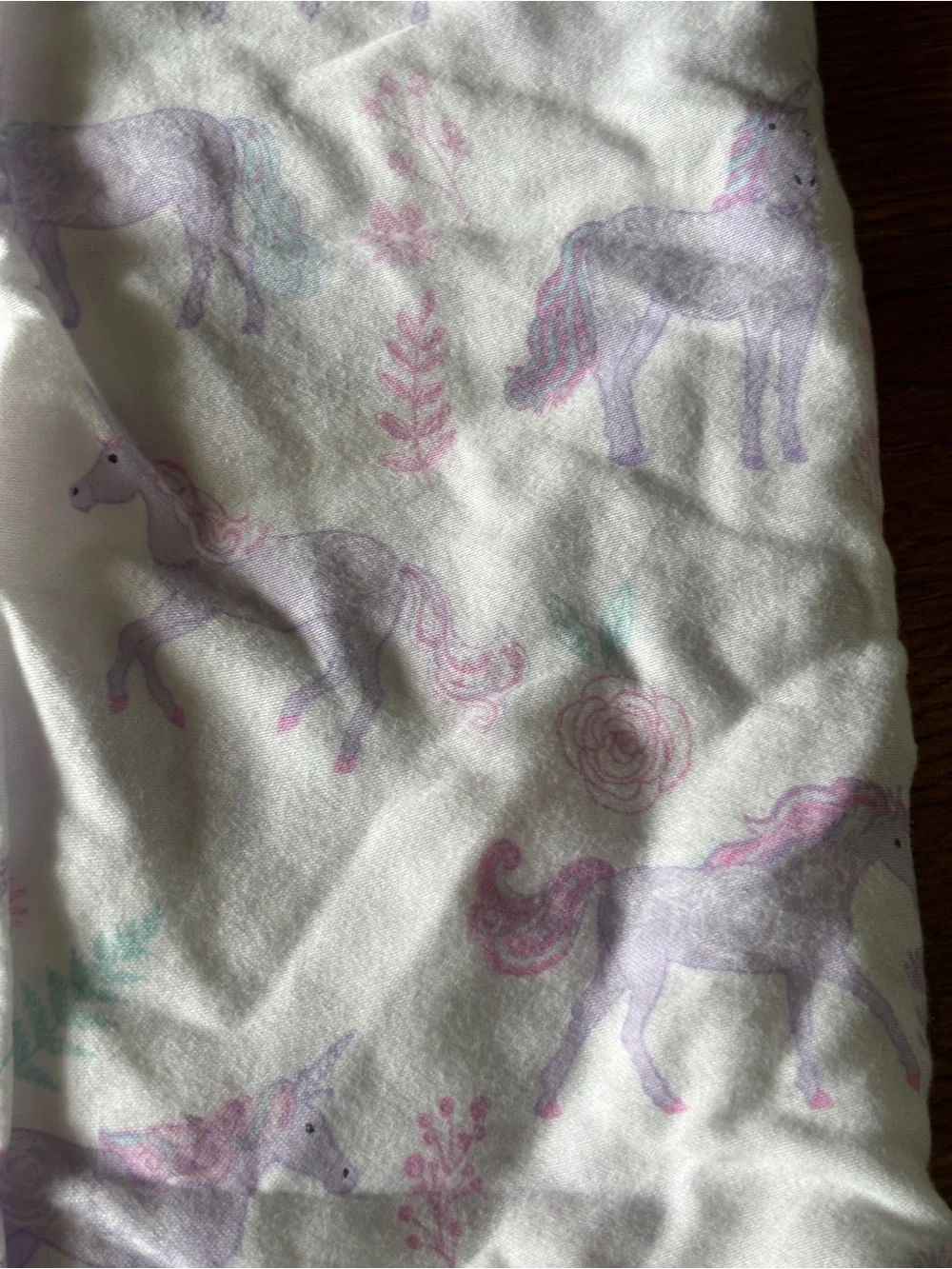 Purple unicorn sheet set for twin bed